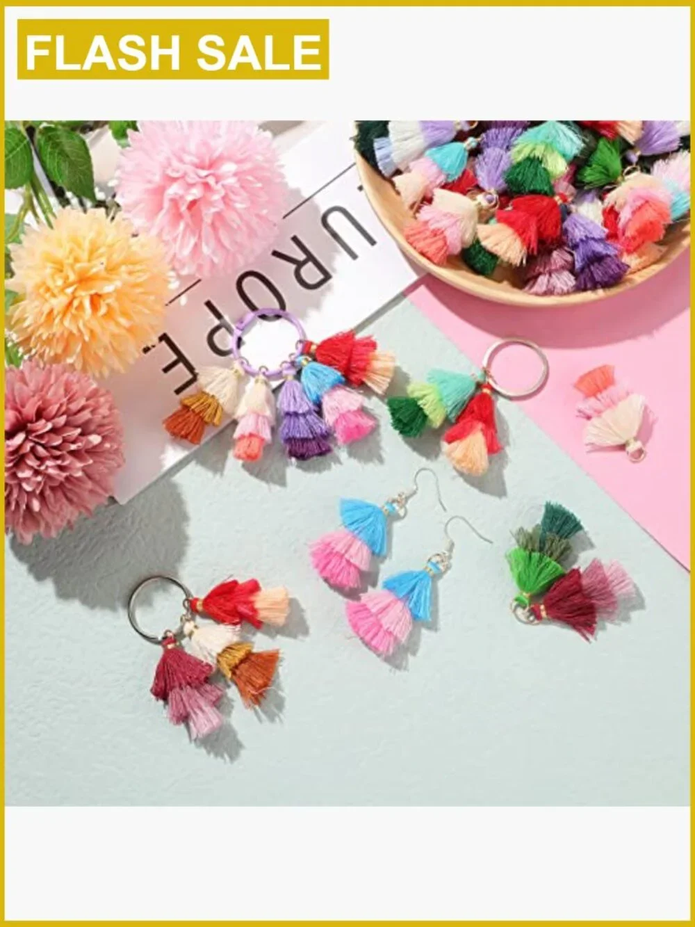 100Pcs Tri-Layered Keychain Tassels Mini Tassel Craft Jewelry Making Earring
